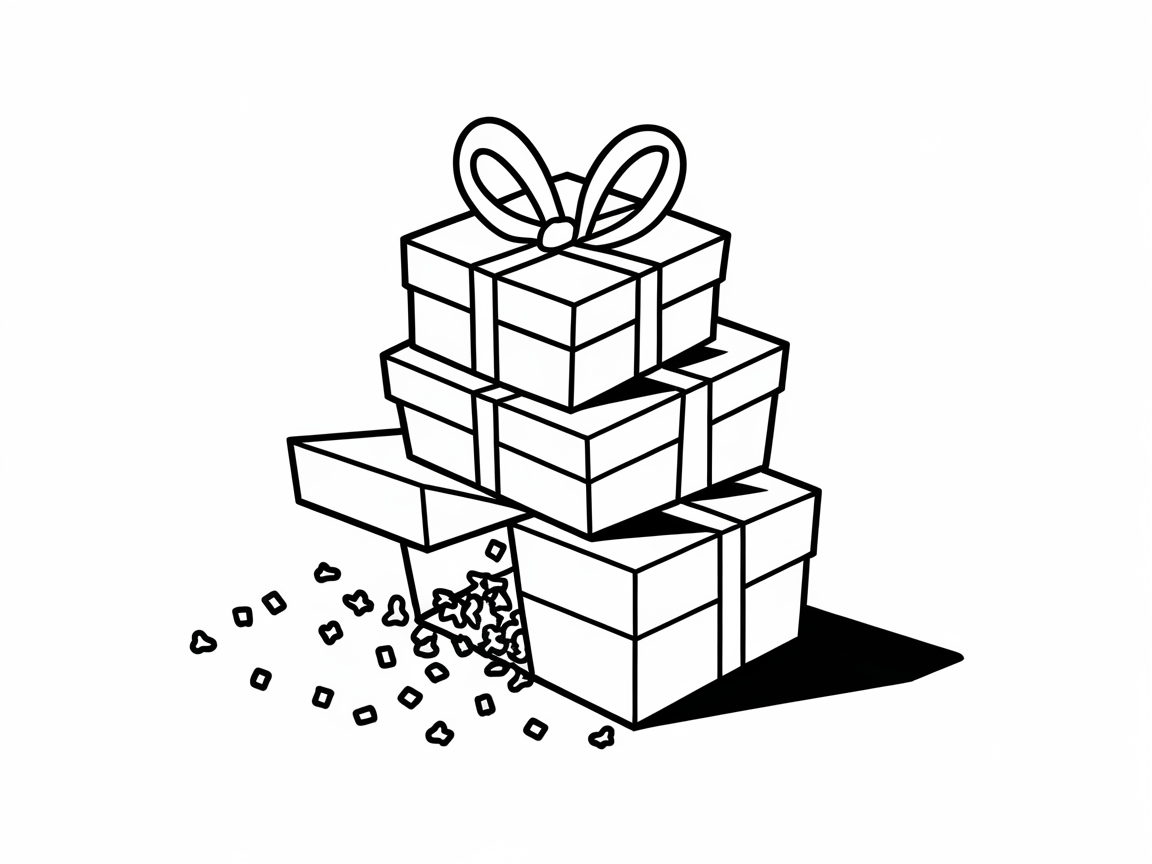 Stacked Presents and Confetti Surprise