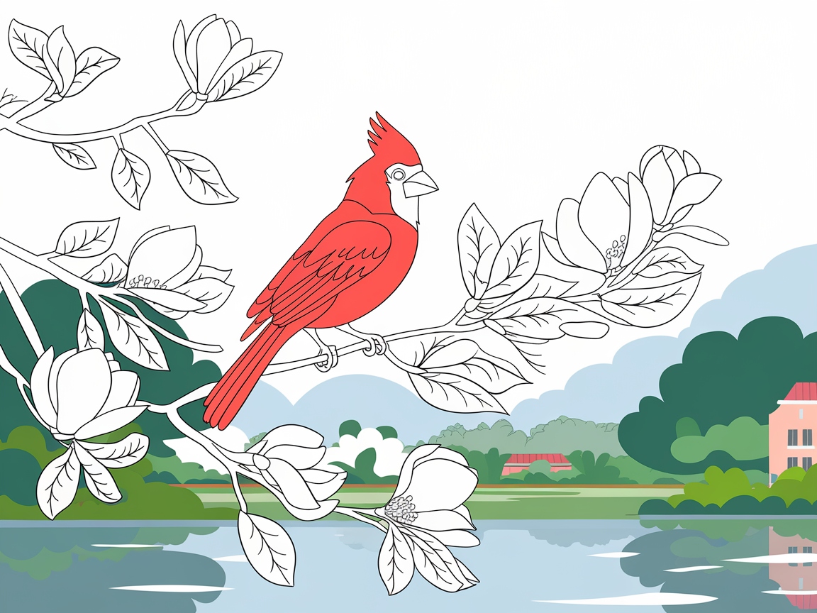 Captivating Cardinal by the Lake