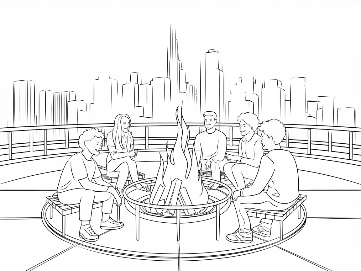 Urban Rooftop Bonfire Meet-Up