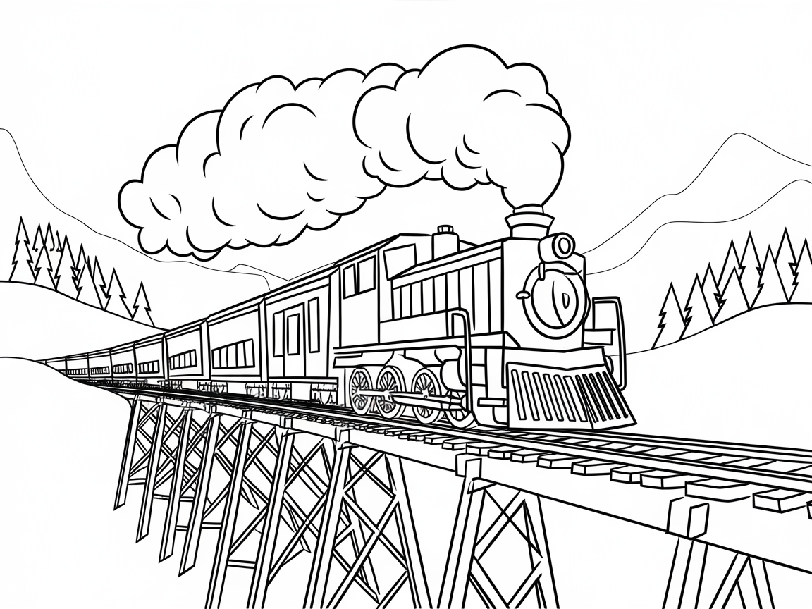 Majestic Train Crossing Elevated Bridge