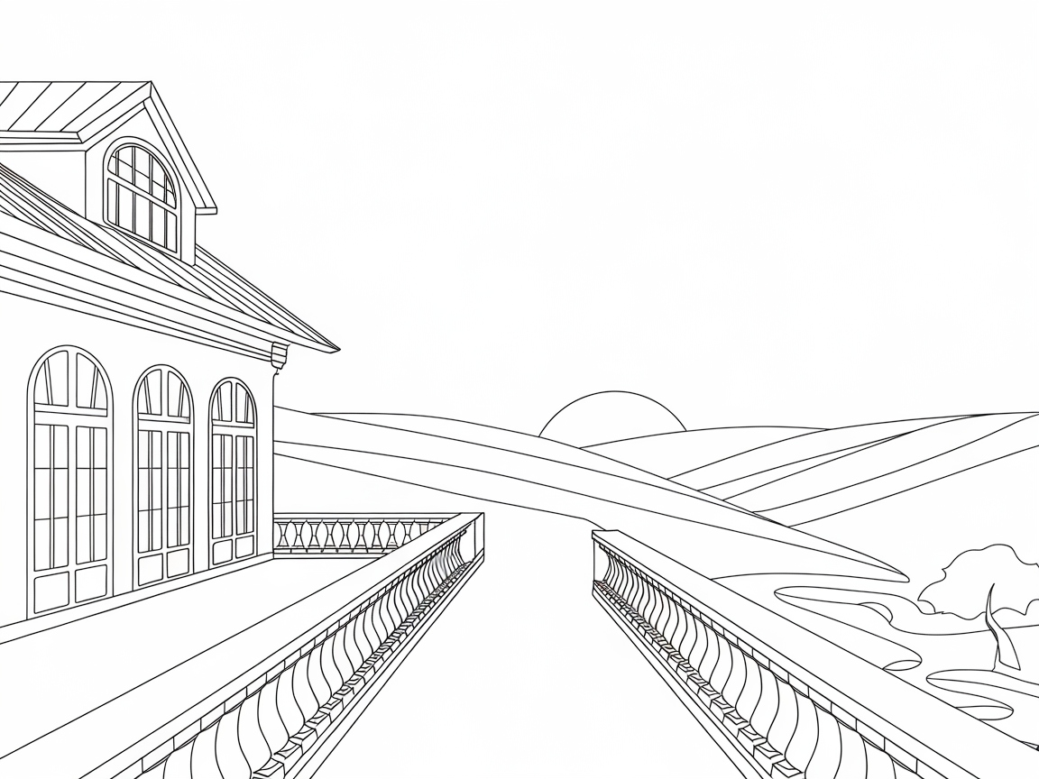 Sunset Views from the Mansion Terrace Coloring Page
