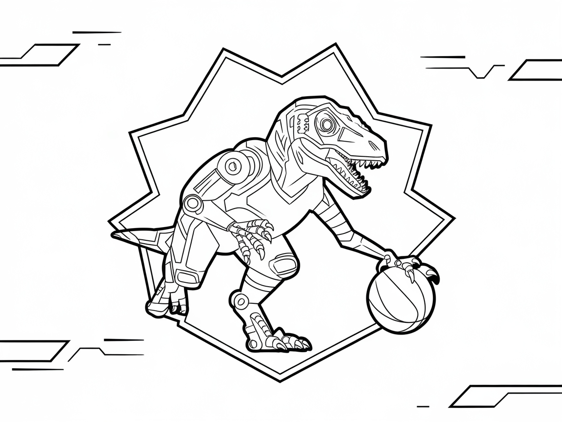 Color This Futuristic Dino Basketball Star