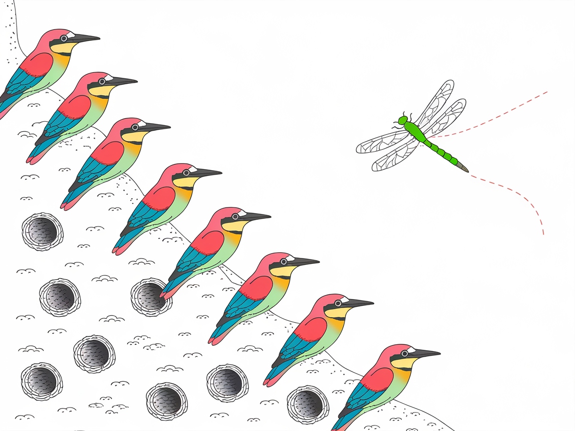 Vibrant Bee-eater Haven with Dragonfly Delight