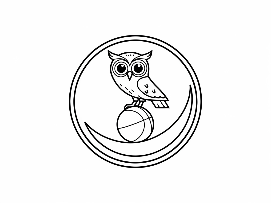 Wise Owl Resting on a Basketball