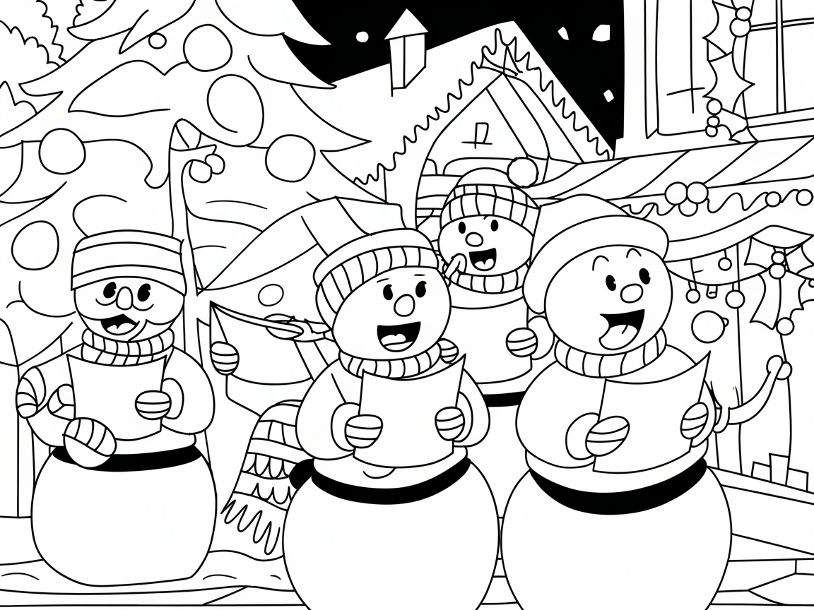 Snowmen Carolers Bringing Holiday Joy