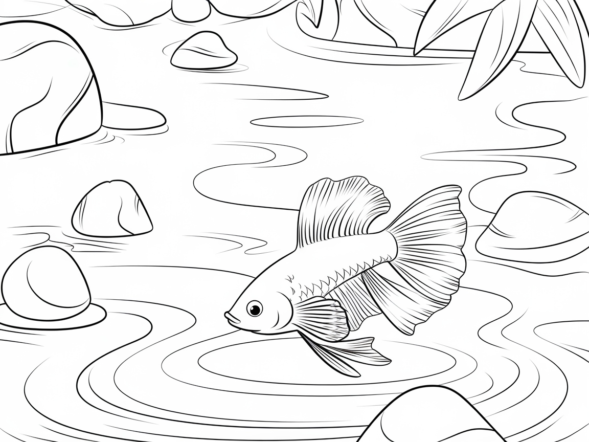 Tranquil Betta Fish in a Serene Stream