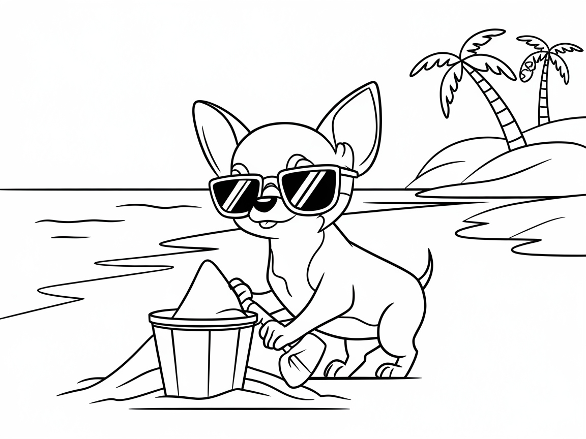 Beachy Chihuahua with Sunglasses