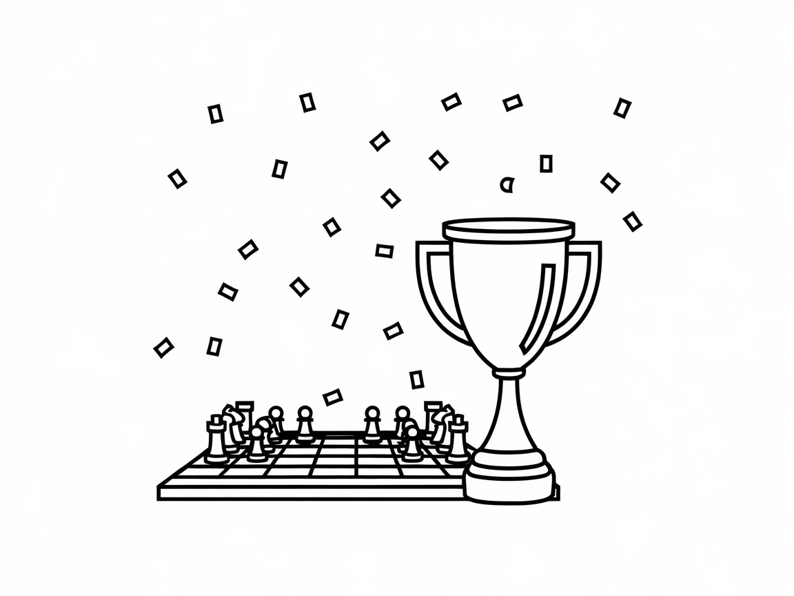 Celebrate Chess Victory with a Trophy and Confetti
