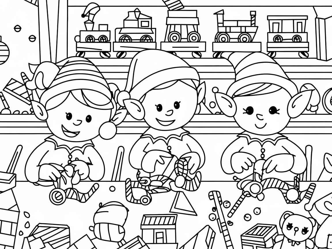 Cheerful Elves in Santa