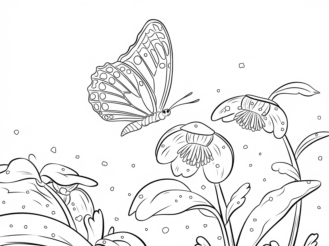 Butterfly Hovering Over Woodland Blooms