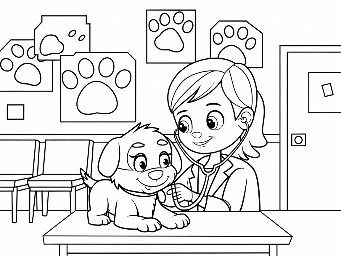 Check Up On Fun with This Young Vet Coloring Page