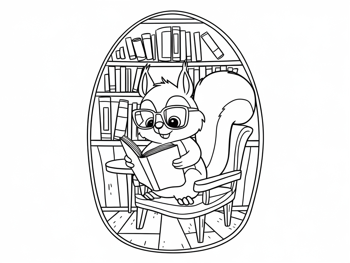 Studious Squirrel in the Library