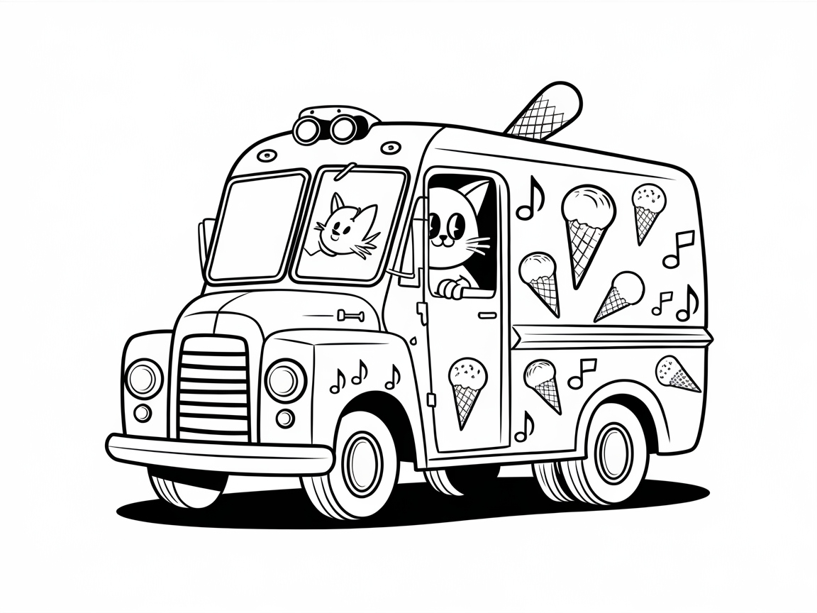 Cool Cats Driving the Ice Cream Truck