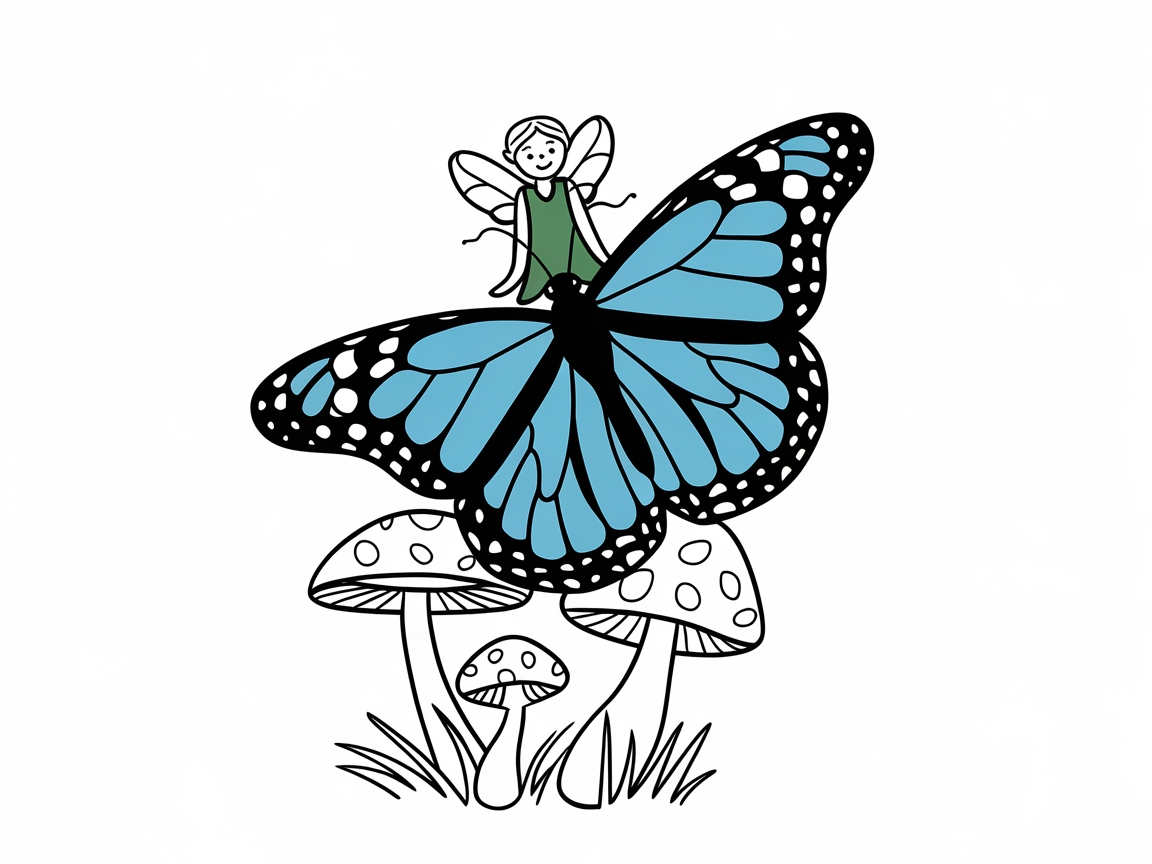 Enchanting Fairy Ride on a Blue Monarch