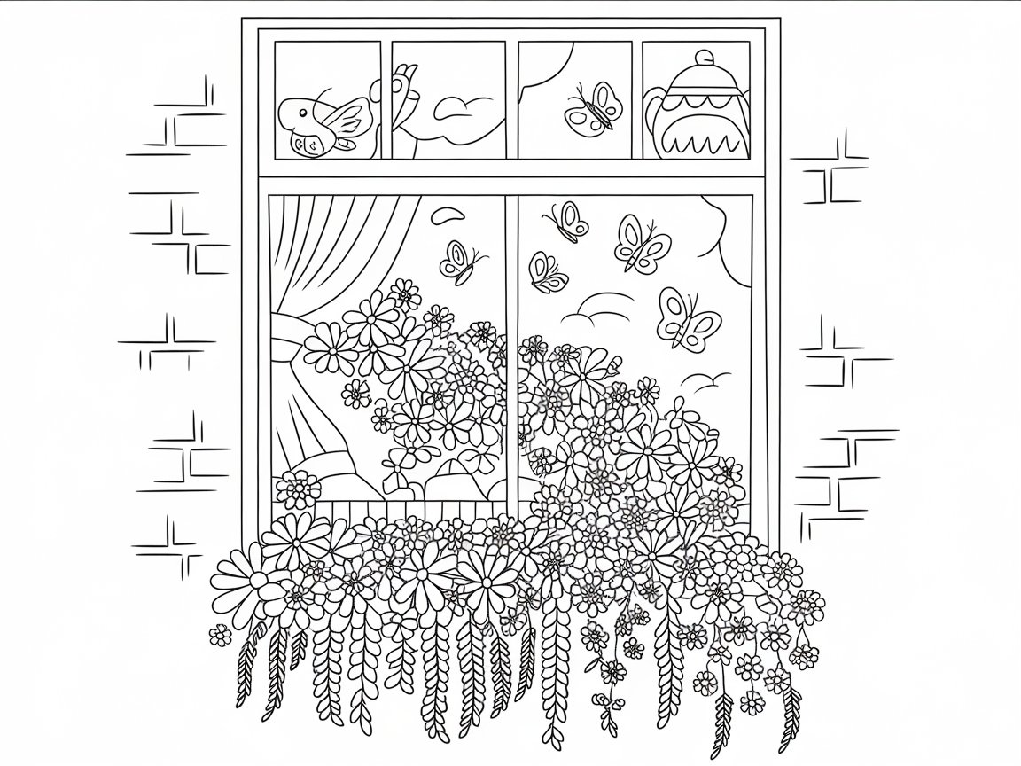 Charming Garden View with Butterflies at the Window