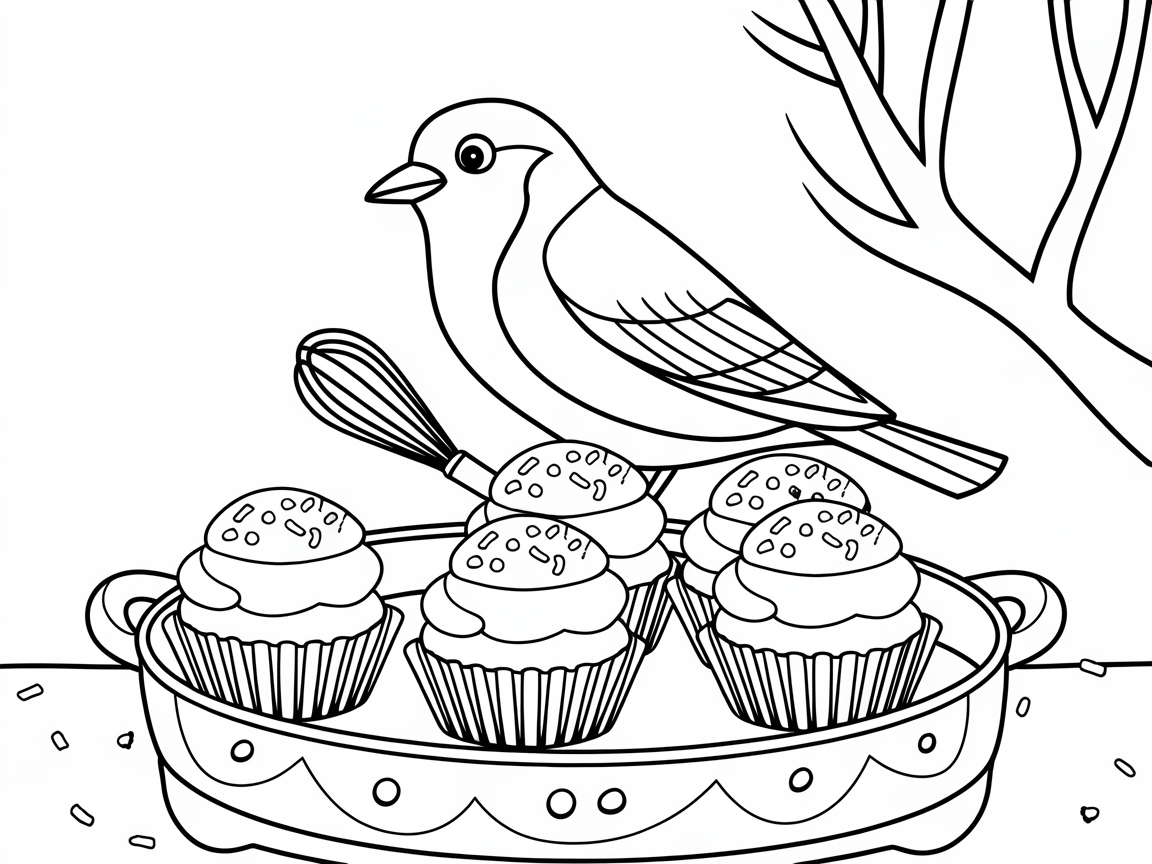 Bake Up Some Fun with This Bluebird and Cupcake Scene