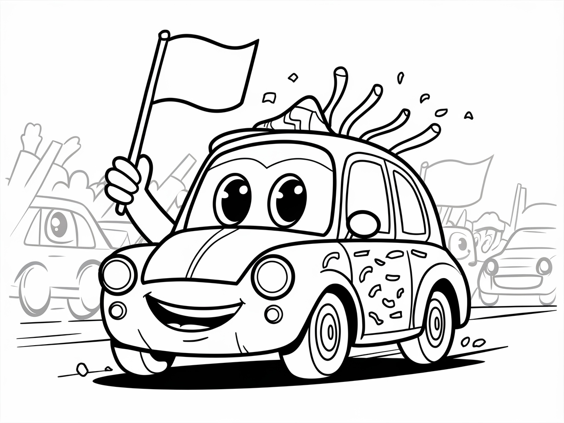 Victory Lap: Cartoon Race Car Celebration