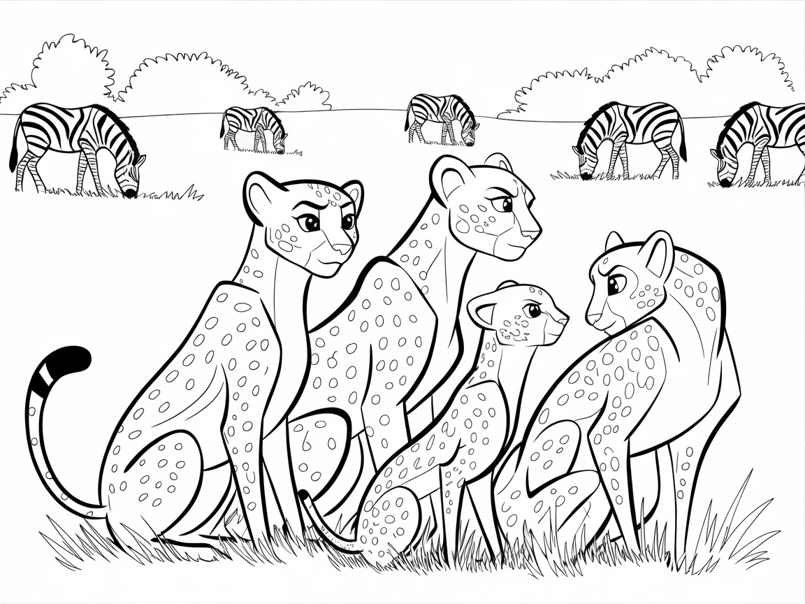 Lively Cheetah and Zebra Savannah Gathering