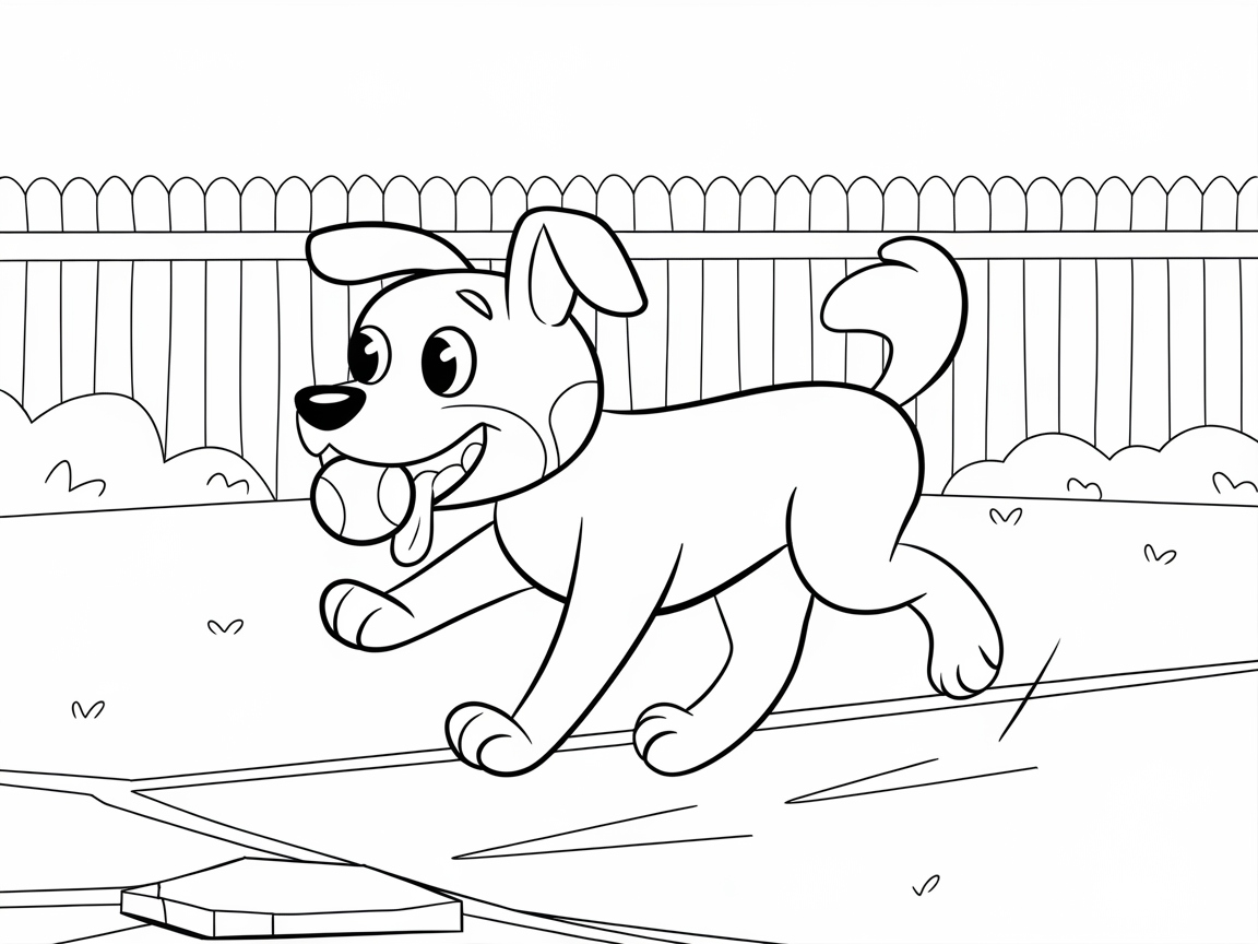 Play Fetch with This Happy Pup Coloring Page