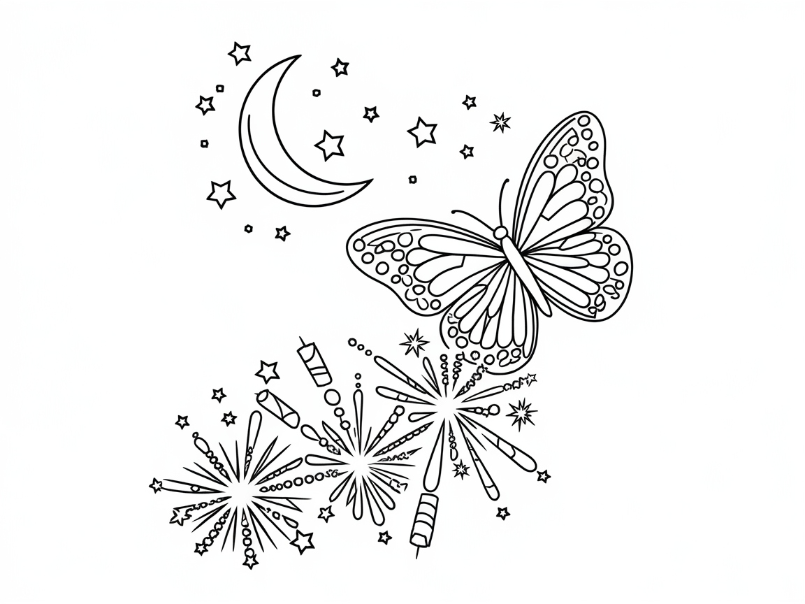 Celestial Butterfly and Fireworks Display