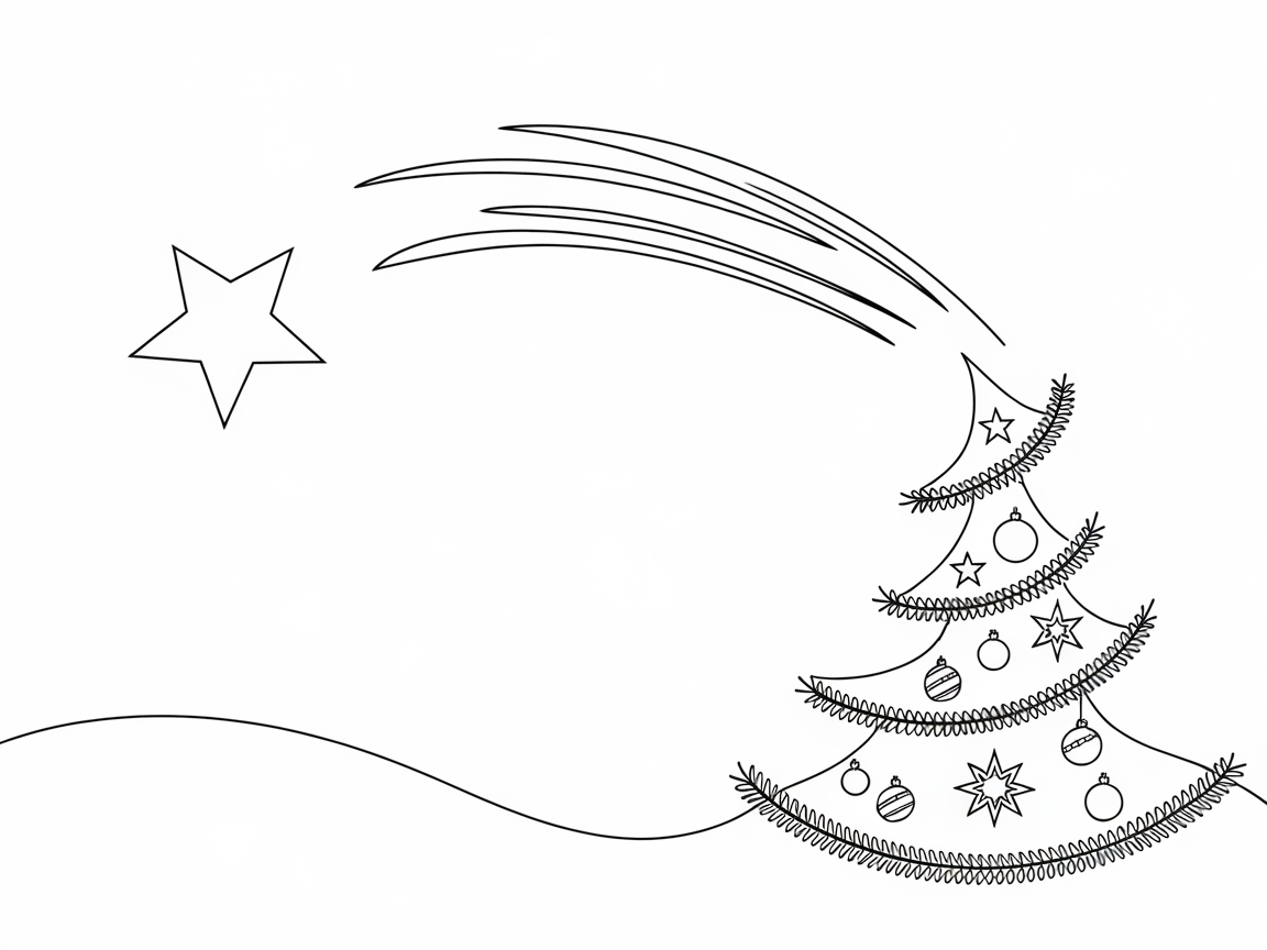 Shooting Star Over Festive Christmas Tree