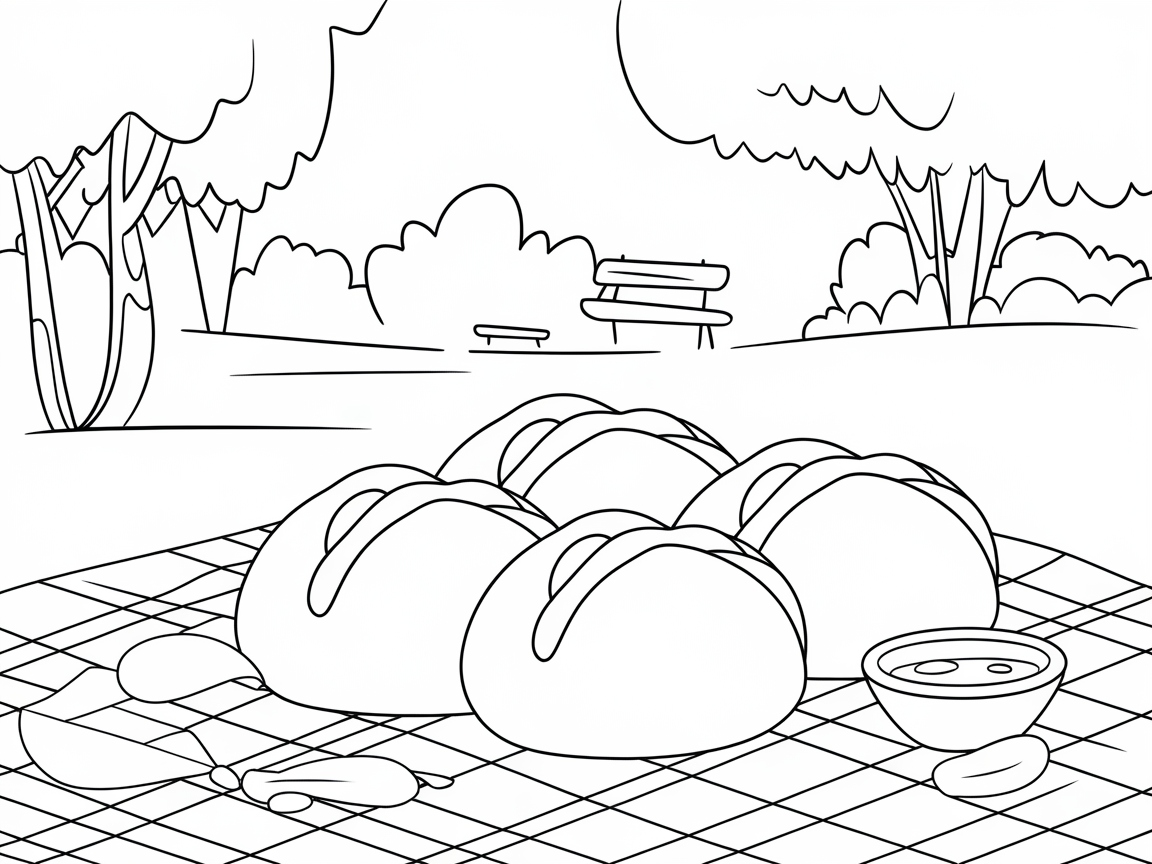 Scenic Picnic Bao Coloring Page