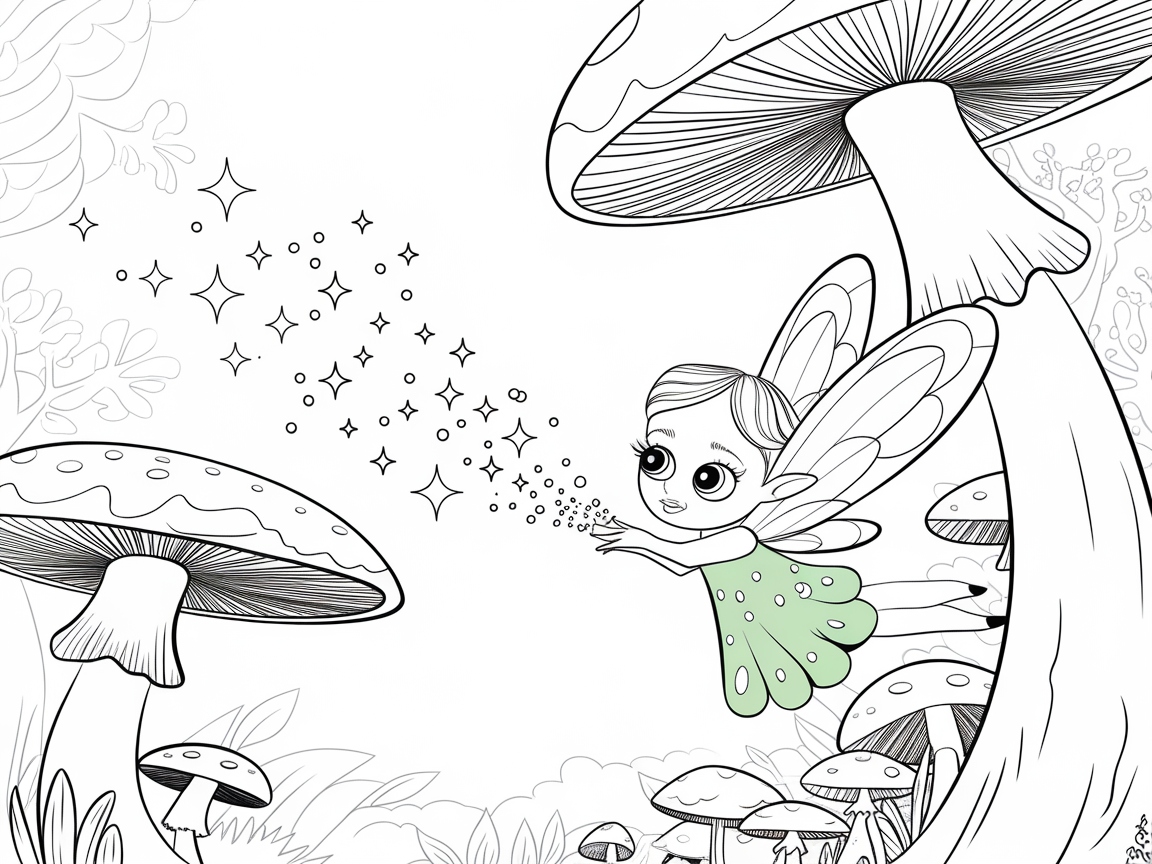 Magical Fairy in Mushroom Forest