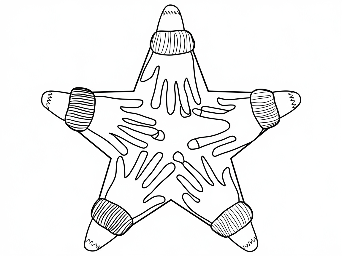 Color This Cozy Winter Star with Mittens