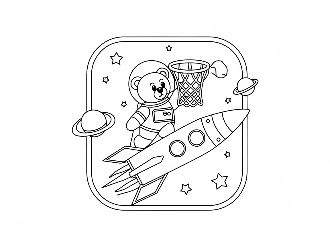Blast into Outer Space with This Astronaut Bear Basketball Page