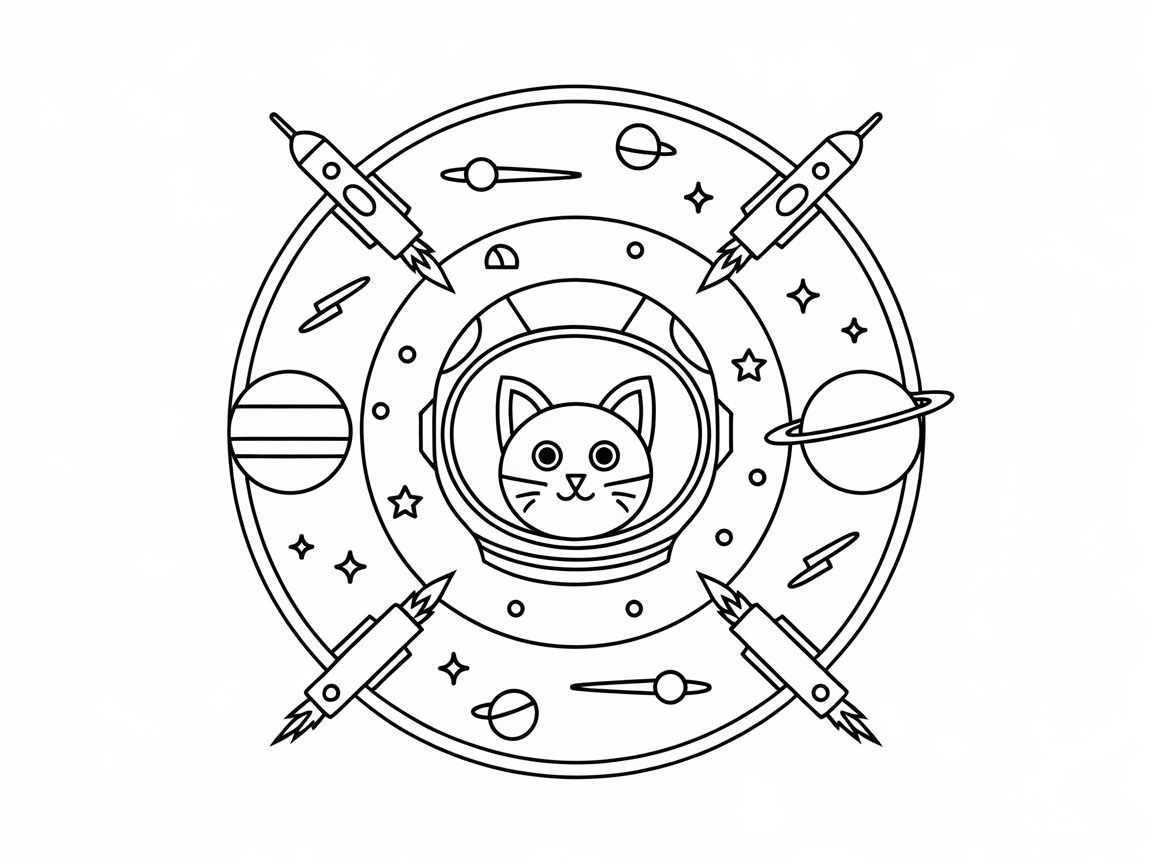 Blast Off with This Space Cat Mandala