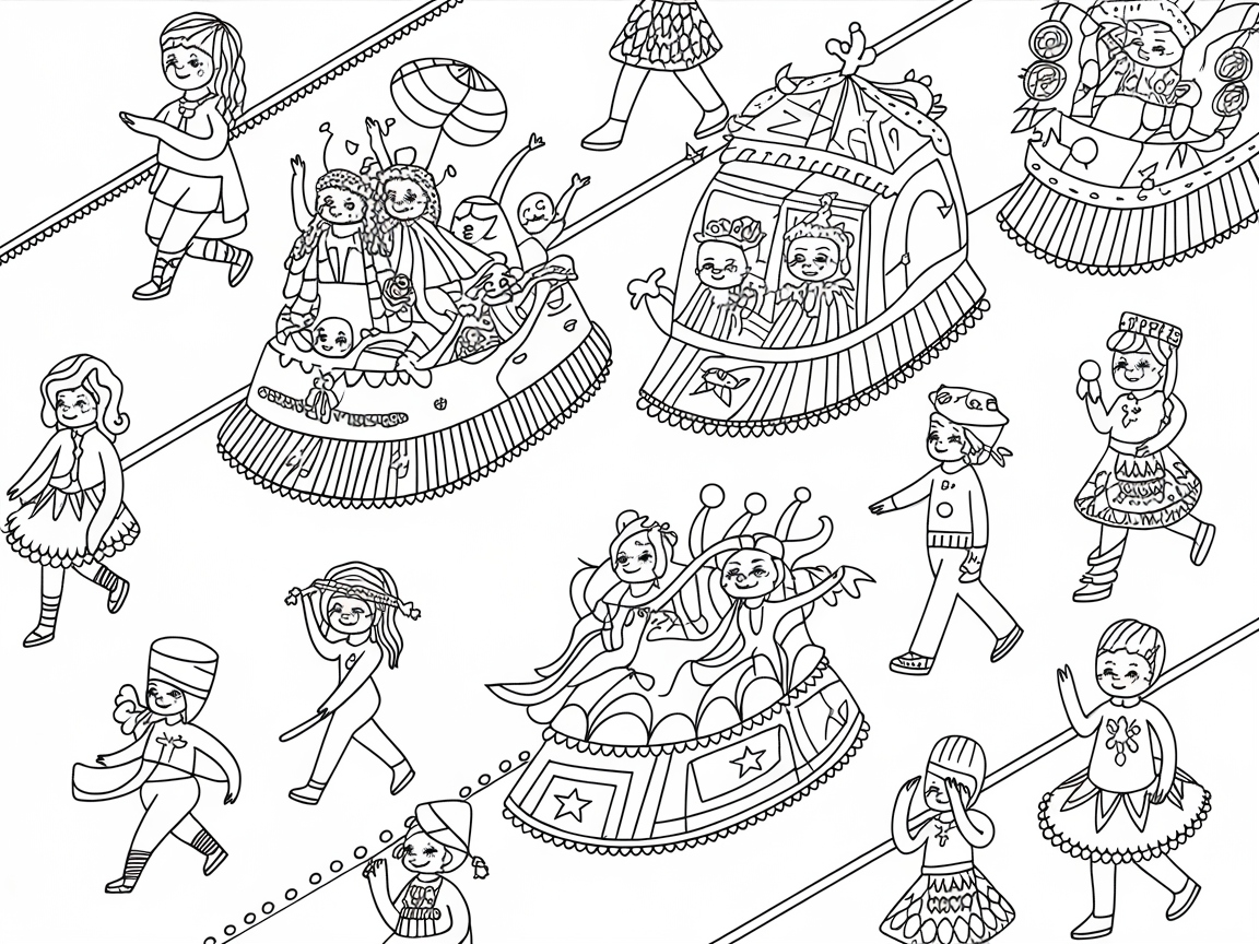Join the Festive Parade with this Carnival Float Coloring Page