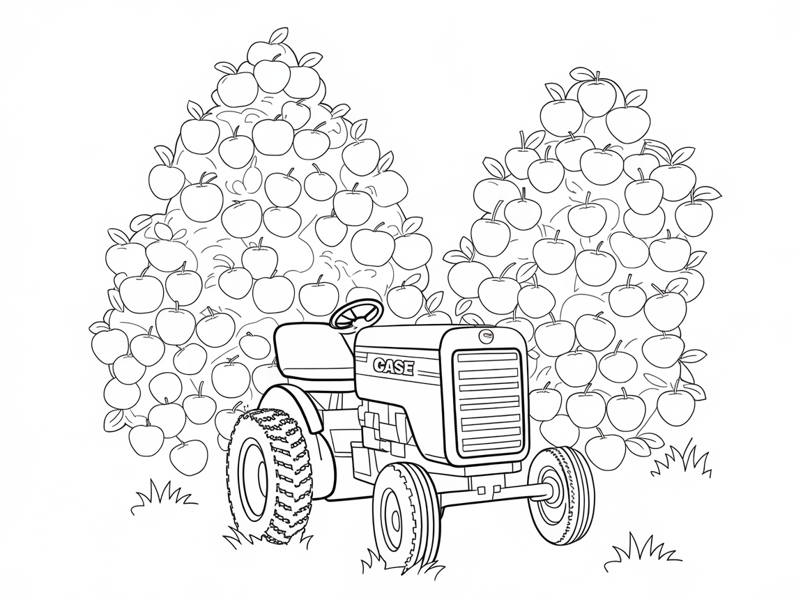 Harvest Happiness with This Case Tractor and Orchard Scene