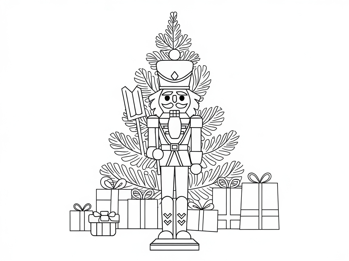 Classic Nutcracker and Christmas Tree Scene