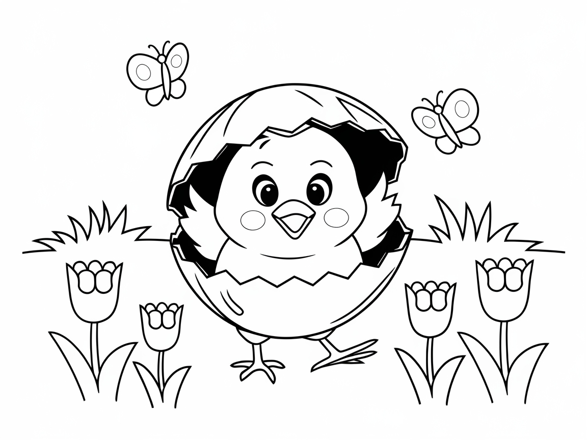 Cheerful Chick in a Springtime Wonderland