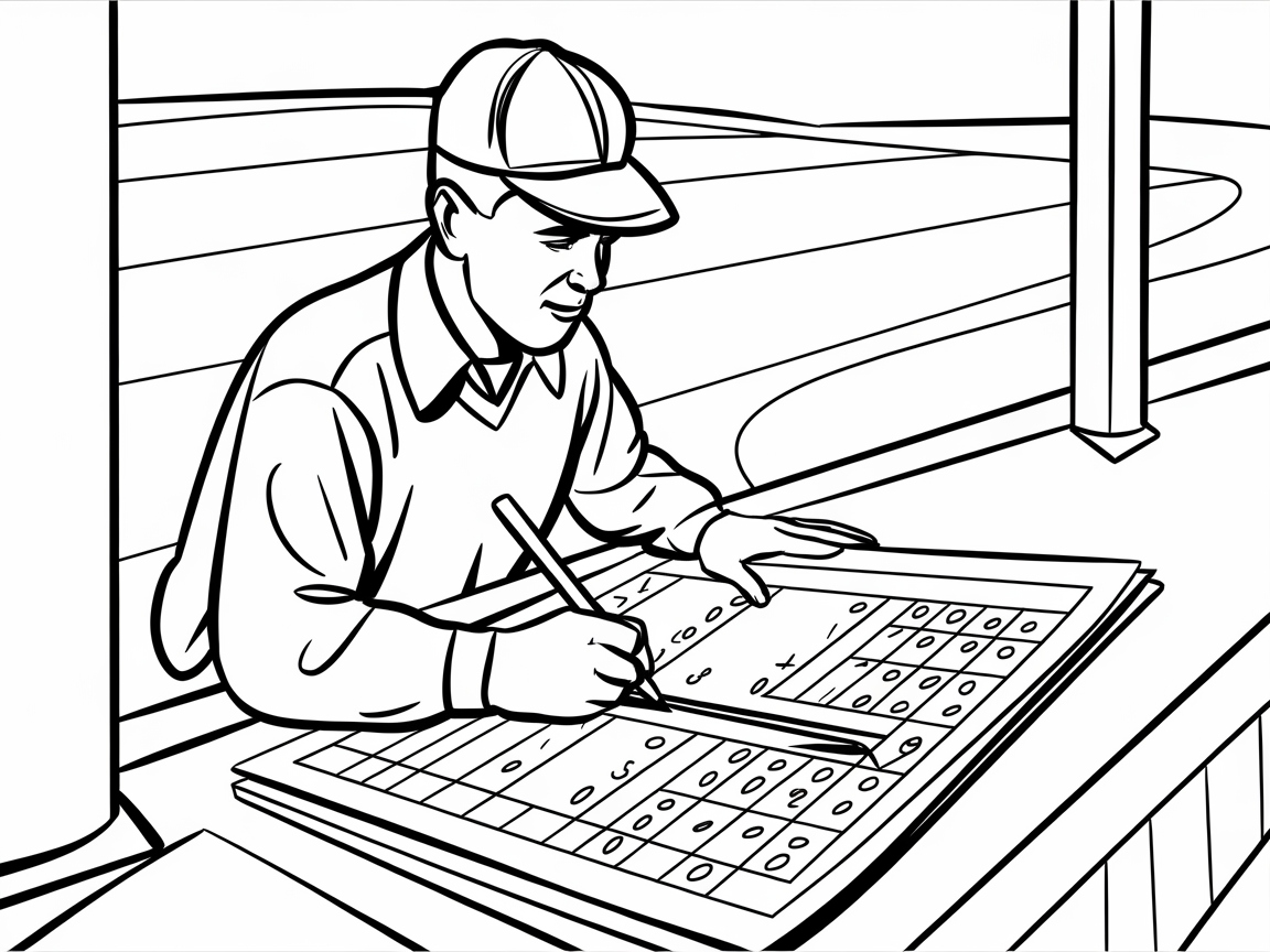 Score Big with This Baseball Scorekeeper Coloring Page