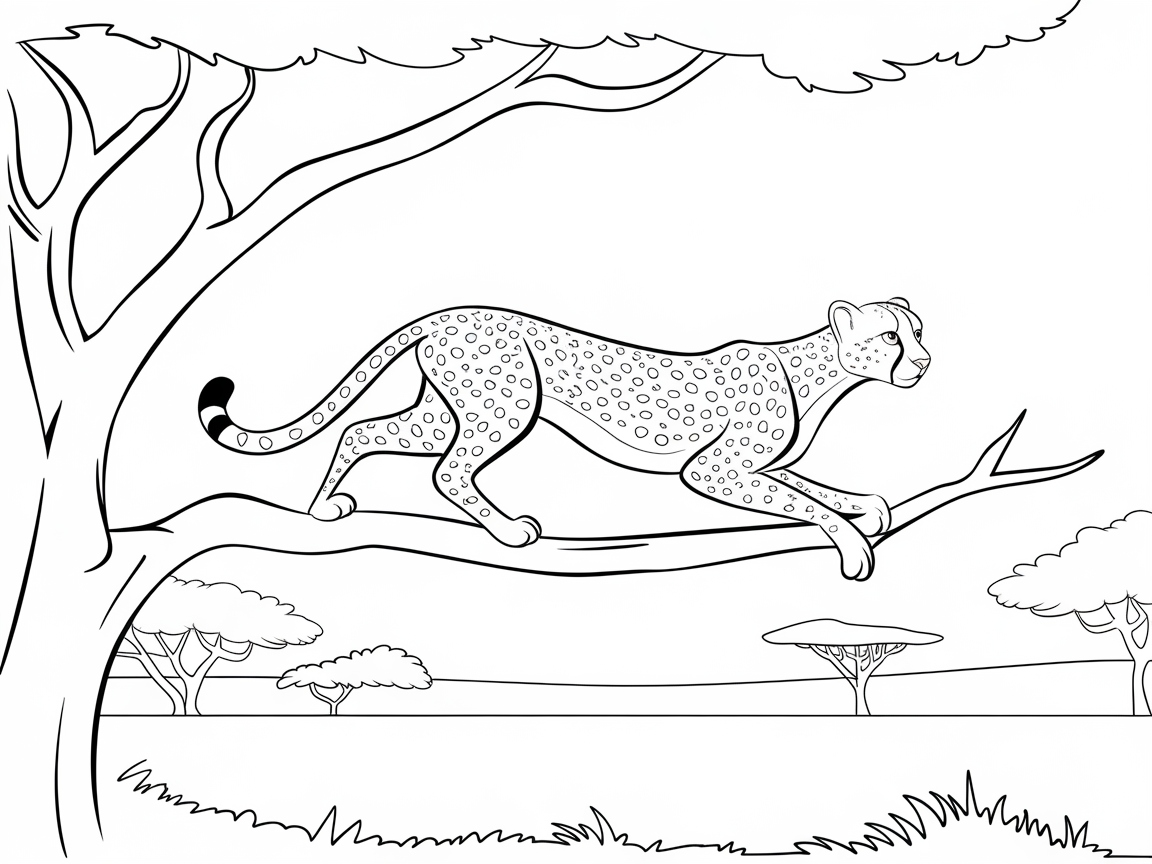 Cheetah Balancing Gracefully on a Tree Branch