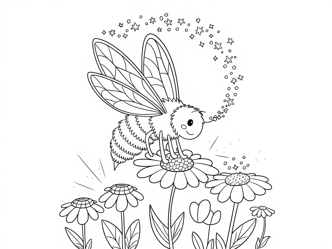 Bring Magic to Life with This Enchanting Bee and Starry Daisies