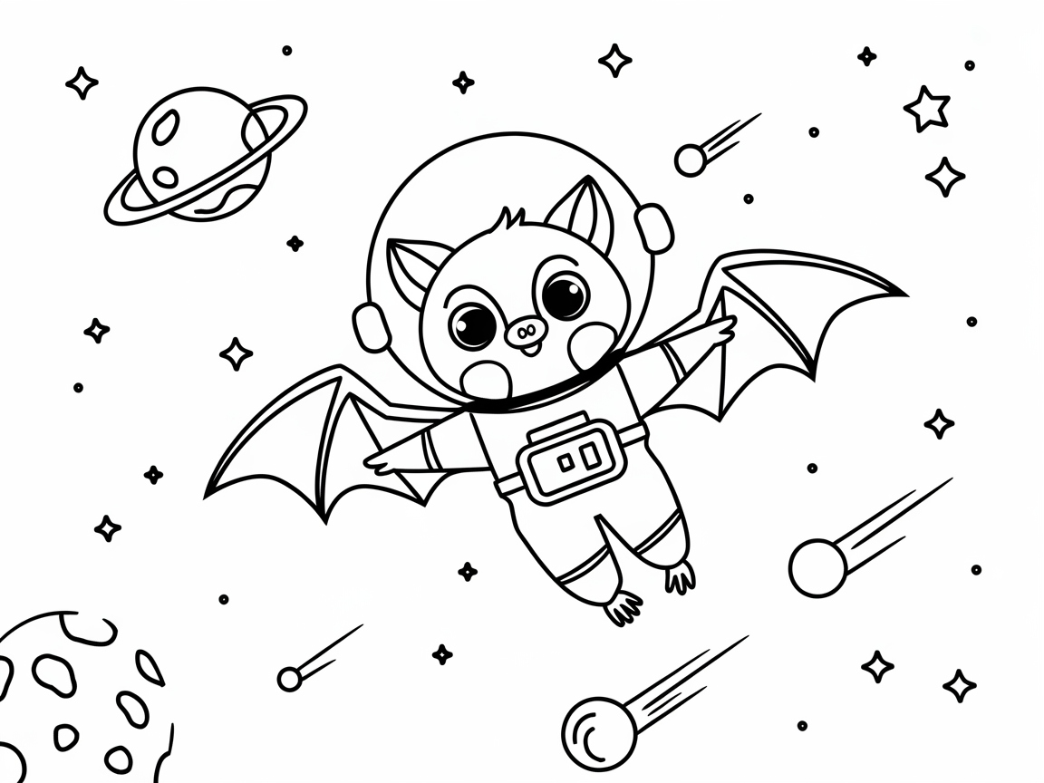 Space Adventurer Bat in the Cosmos