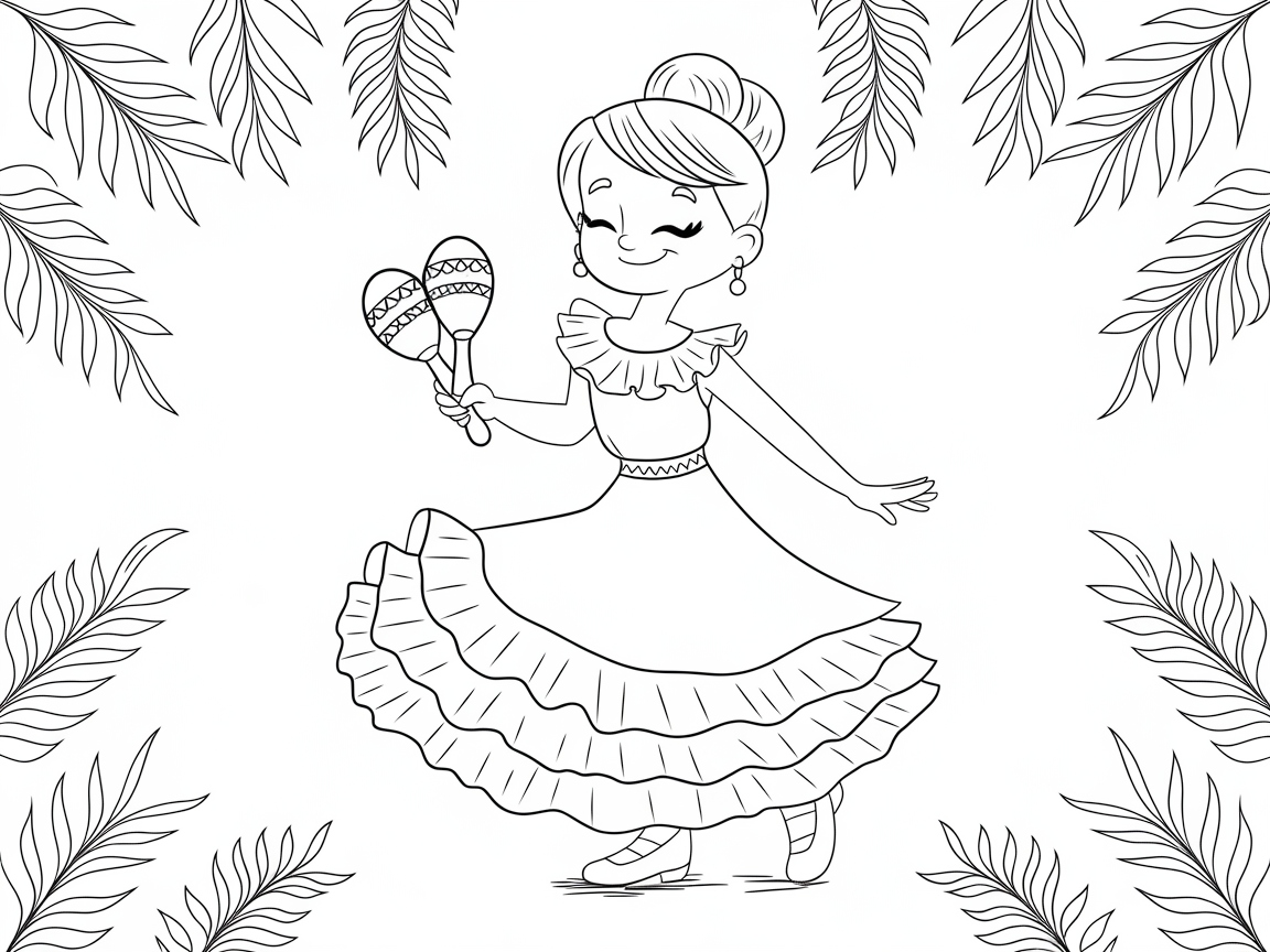 Festive Flamenco Dancer with Maracas