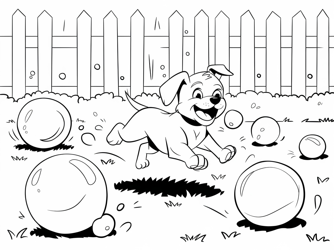 Join the Fun with This Playful Puppy and Bubbles Coloring Page