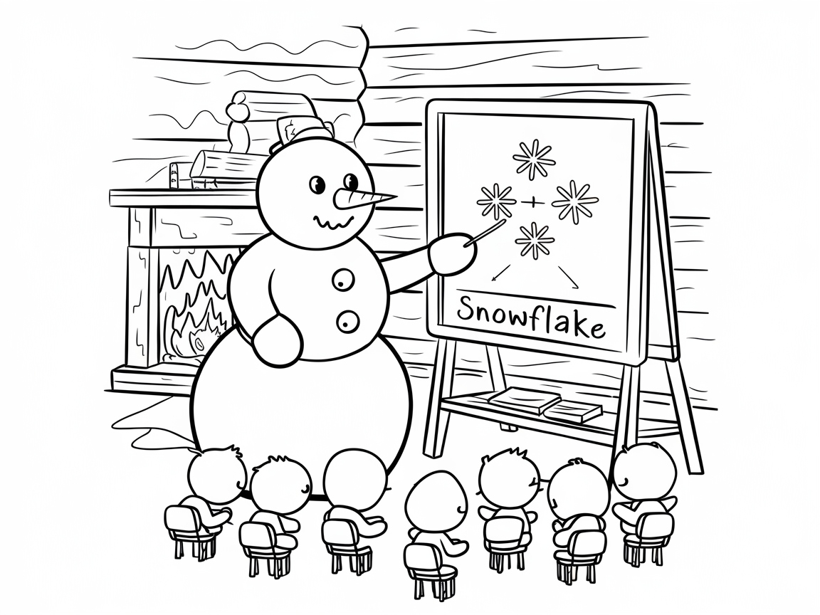 Learn With This Snowman Teacher in a Cozy Classroom
