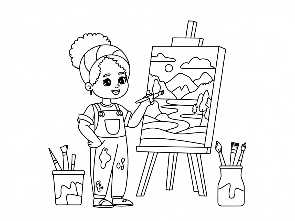 Unleash Creativity with This Budding Artist Coloring Page