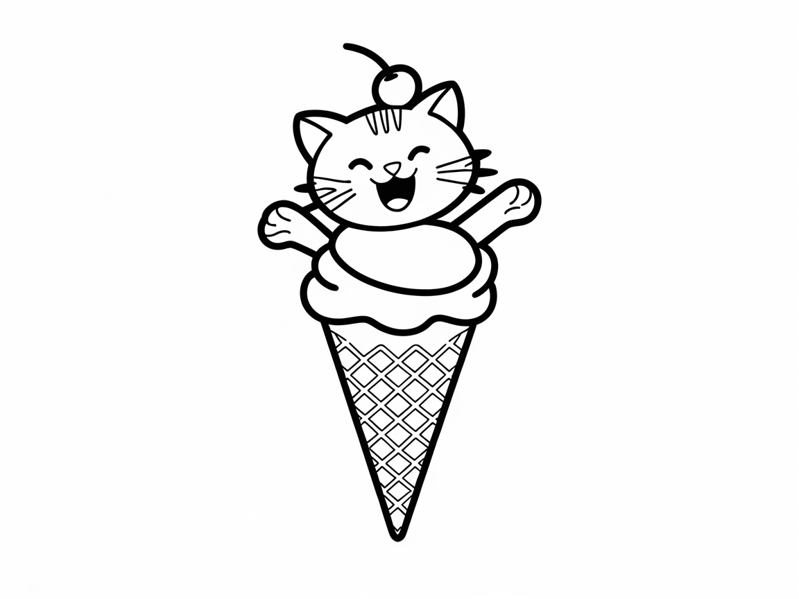 Sweet and Playful Cat in an Ice Cream Cone
