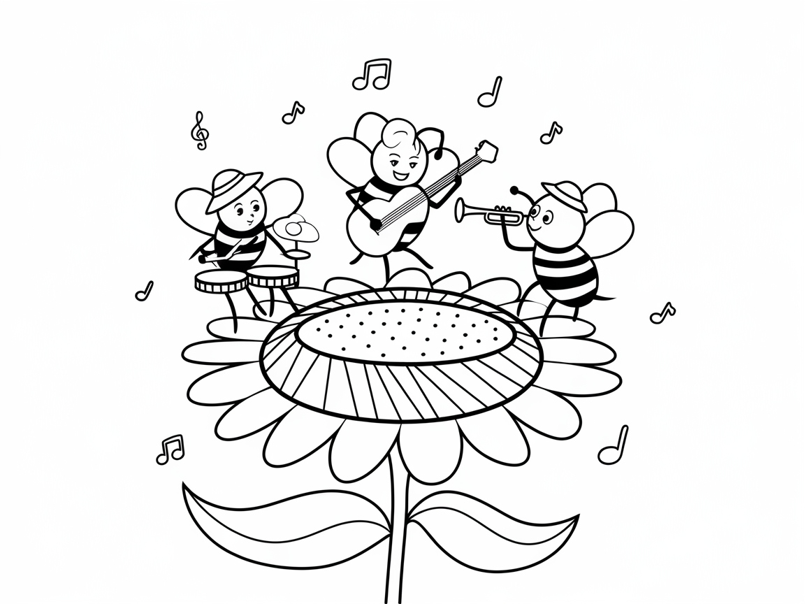 Musical Bee Trio on a Flower Stage