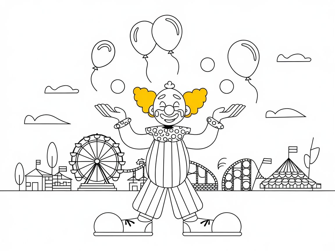 Join the Juggling Clown in This Carnival Coloring Fun