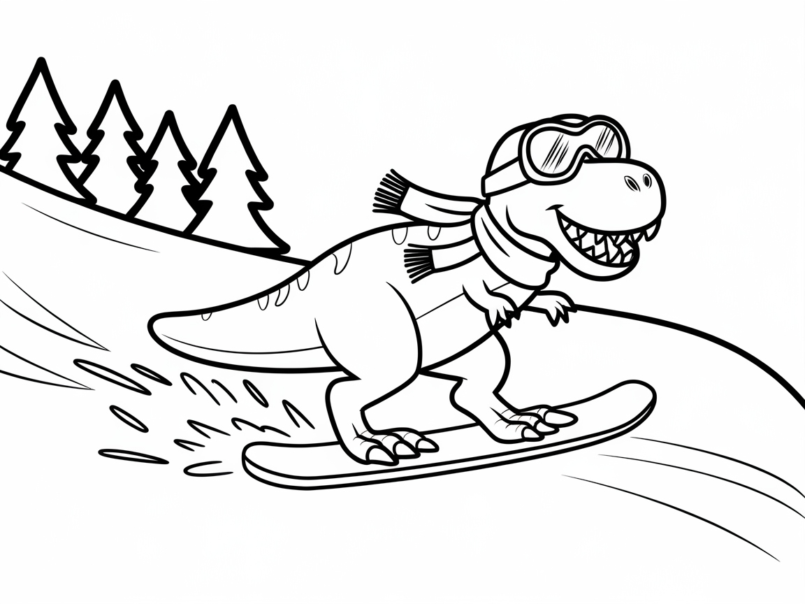 Hit the Slopes with This Snowboarding T-Rex Adventure