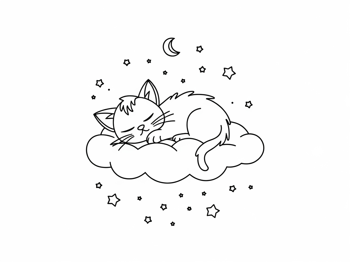 Dreamy Cat on a Cloud