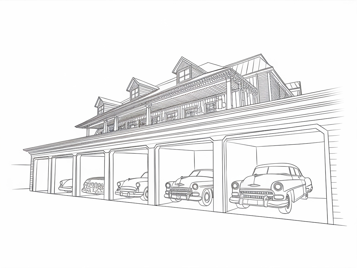 Dream Garage: Vintage Cars in a Mansion Setting