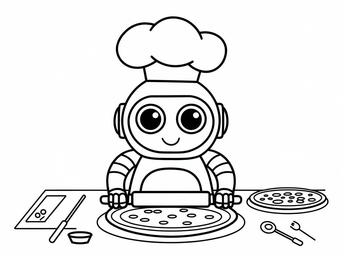 Roll into Fun with This Robot Chef Coloring Page