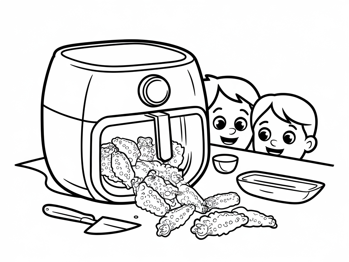 Delight in This Crispy Air Fryer Wings Coloring Page